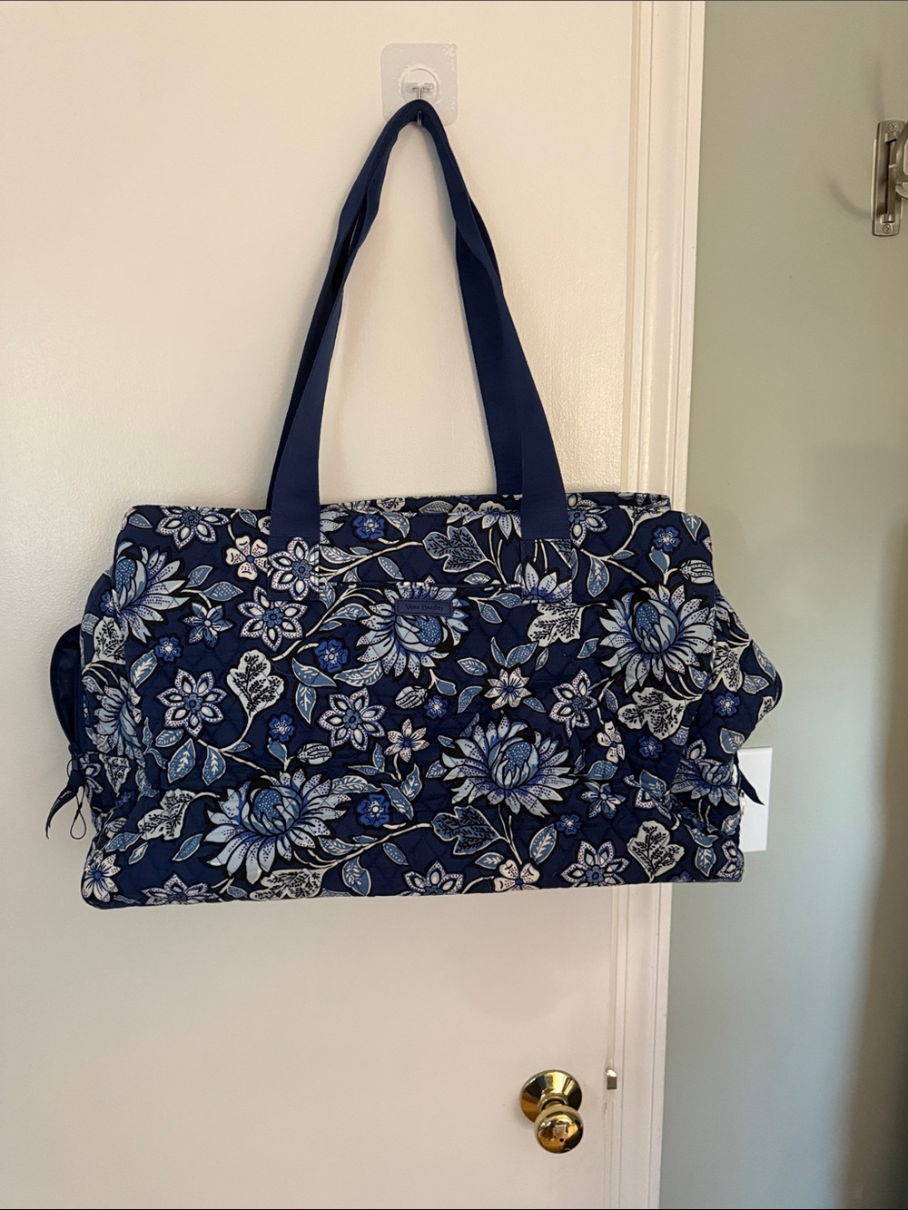 Vera Bradley Navy and White Floral Quilted Travel Bag